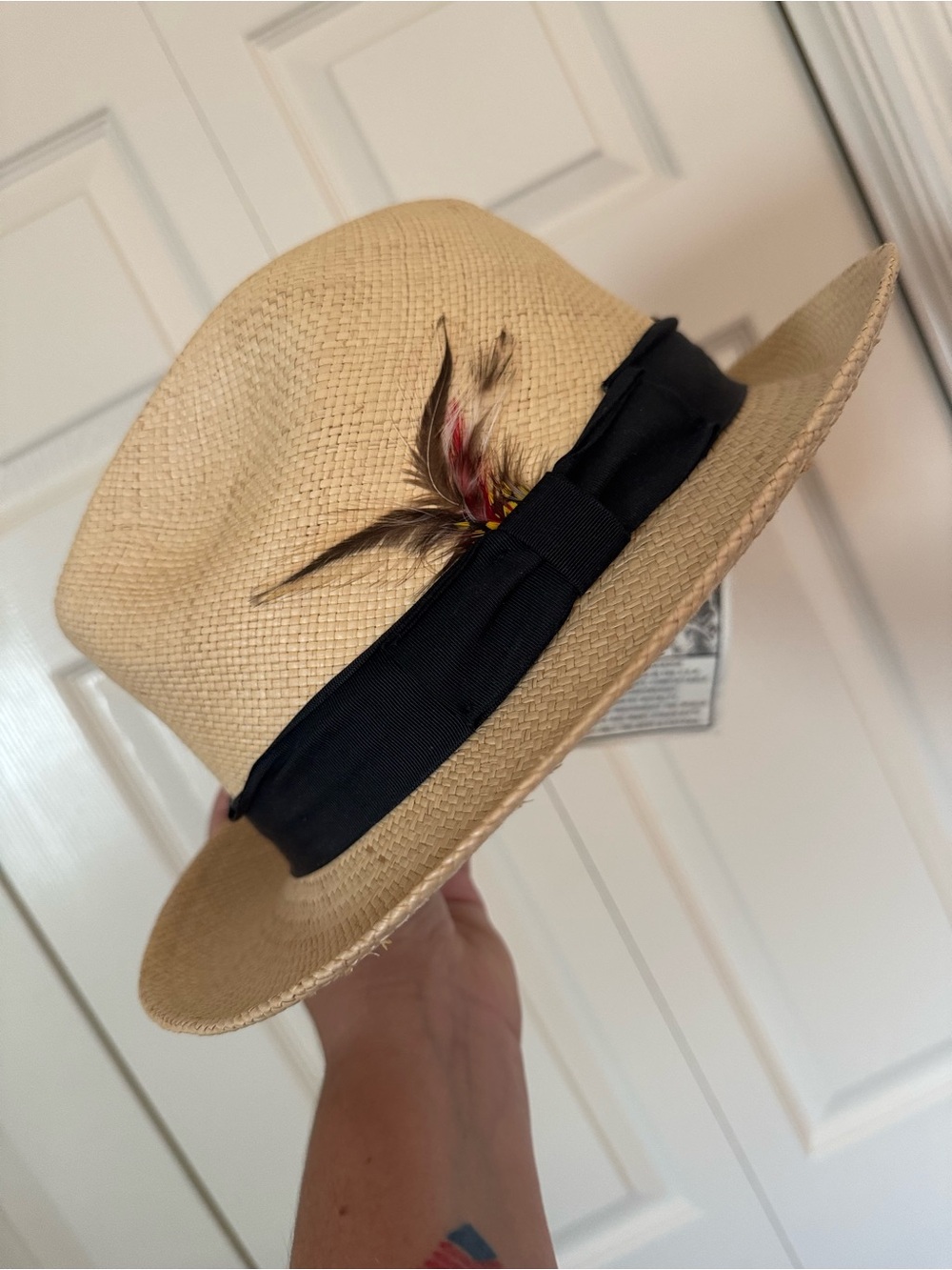 NEW Hats In The Belfry Straw Fedora Woven Ecuador Panama USA Made Small 6 7/8